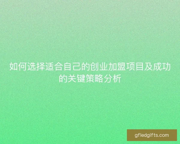如何选择适合自己的创业加盟项目及成功的关键策略分析 如何选择适合自己的创业加盟项目及成功的关键策略分析