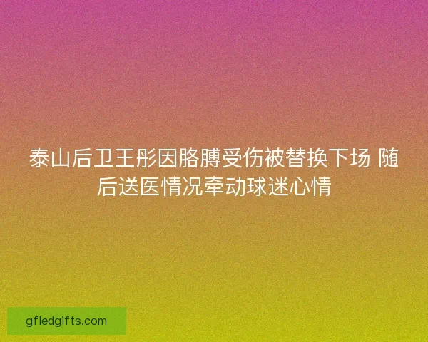 泰山后卫王彤因胳膊受伤被替换下场 随后送医情况牵动球迷心情