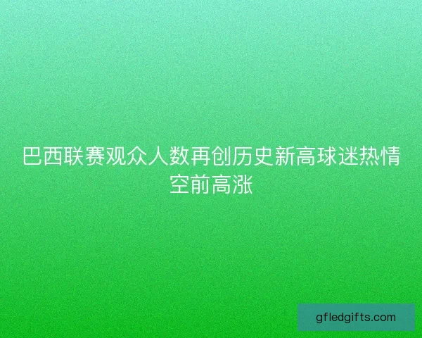 巴西联赛观众人数再创历史新高球迷热情空前高涨